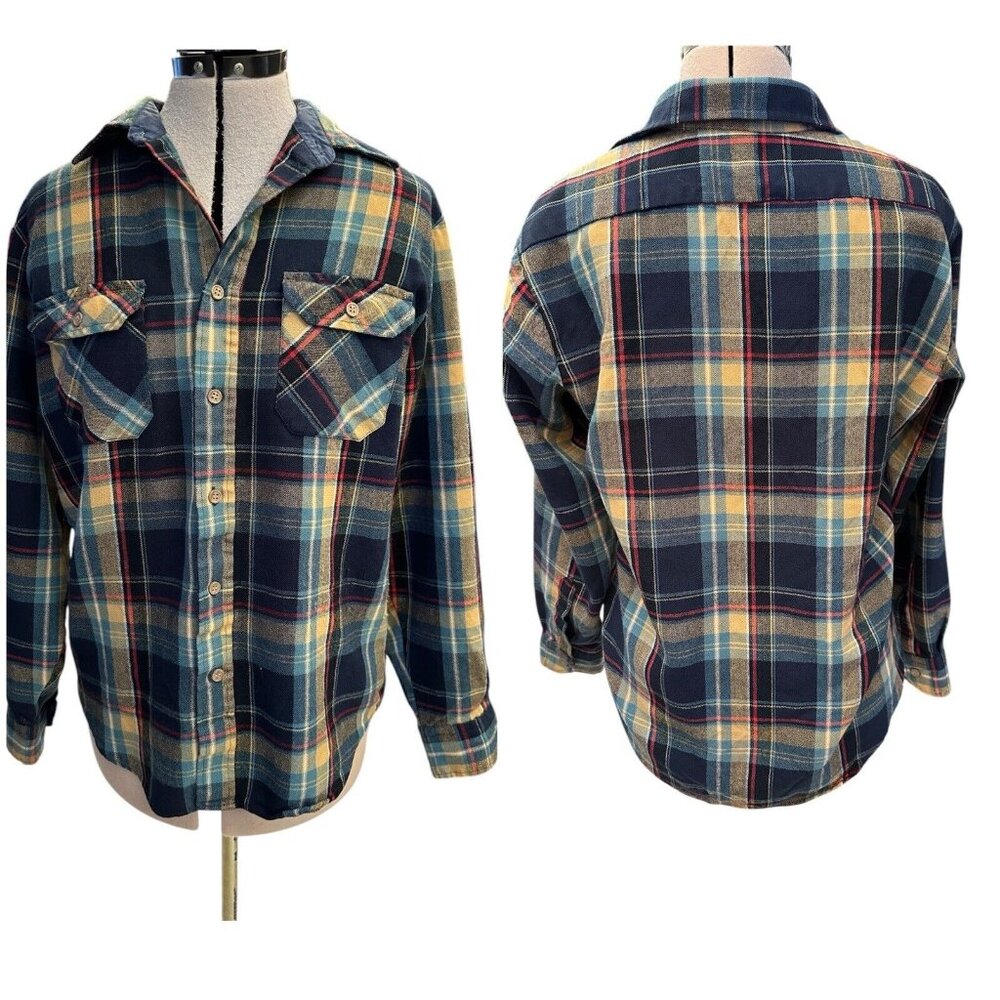 Vintage Sears Long Sleeve Flannel Shirt  Plaid Mens Medium 15-15 1/2